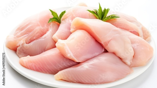Raw chicken fresh meet portions, uncooked food ingredient. photo