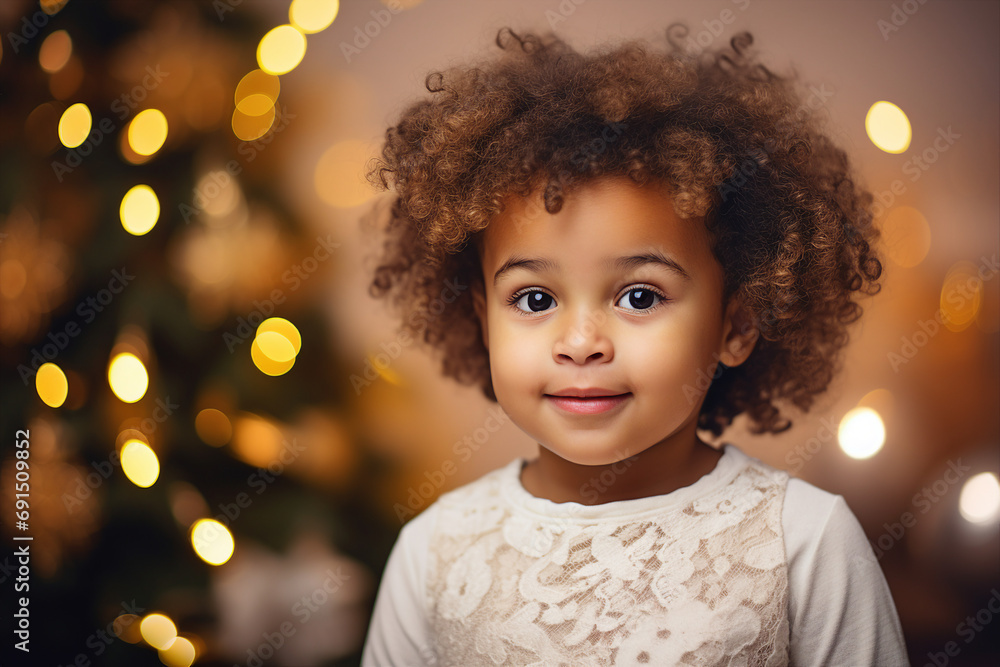 Generative AI happy child decorated christmas tree christmas gifts festive indoor living room magic Generative AI happy child decorated christmas tree christmas gifts festive indoor living room magic
