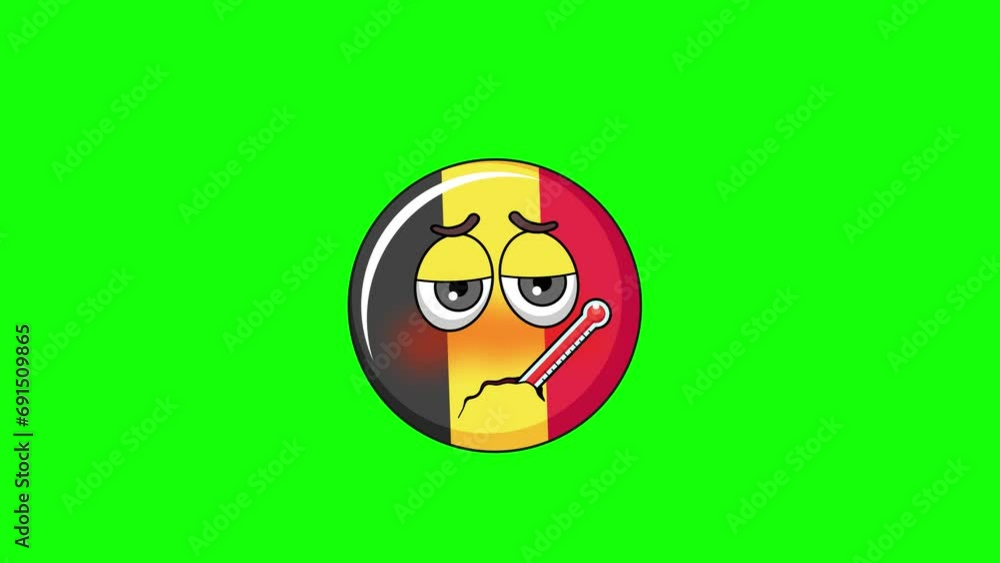 Fever animation of a flag of belgium cartoon, with a thermometer Fever animation of a flag of belgium cartoon, with a thermometer