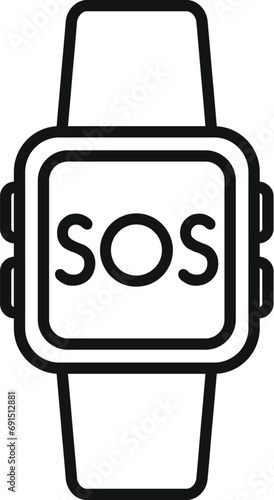 Sos smartwatch signal icon outline vector. Number safety. Dial help danger