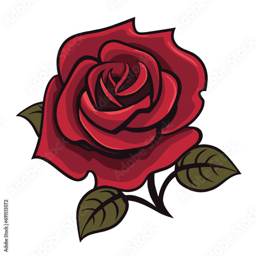 red rose in American tattoo style