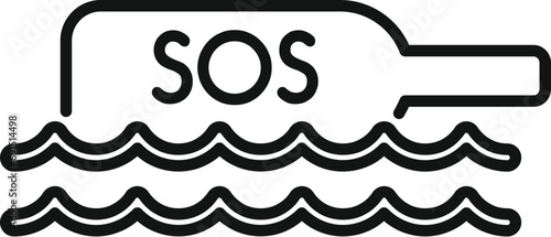 Sos help info bottle icon outline vector. Siren signal. Dial help