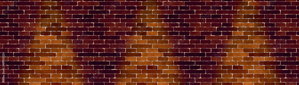 Fototapeta premium Brick wall with light illuminating the center