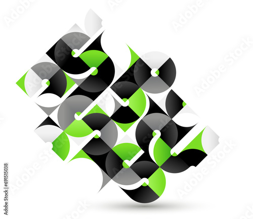 Abstract vector tiling geometric background, Bauhaus style tiles for interior bathroom wallpaper, art style modular geometrical backdrop.