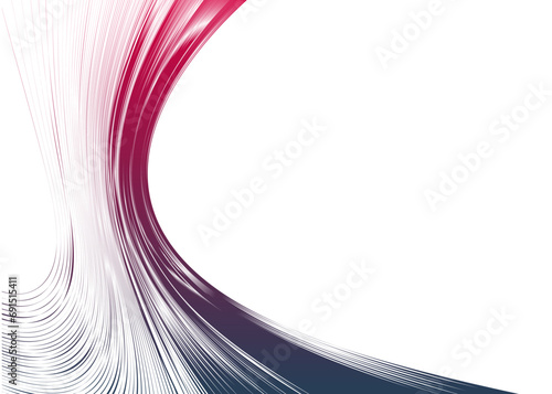 Curvature of space vector abstract art background, 3D linear flow distorted shape, deformed fluid, chaos of space.
