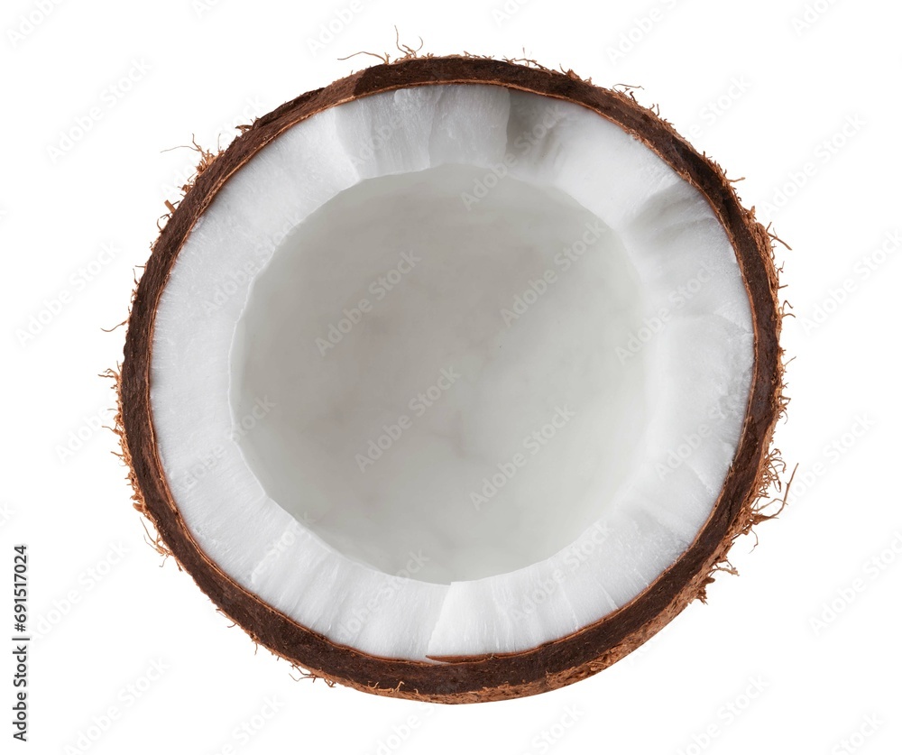 Half of coconut isolated on white background Half of coconut isolated on white background