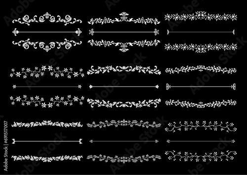 アンティークな飾り罫イラストセット（黒背景）