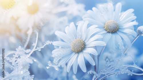 Winter white frosted daisies - graphic banner