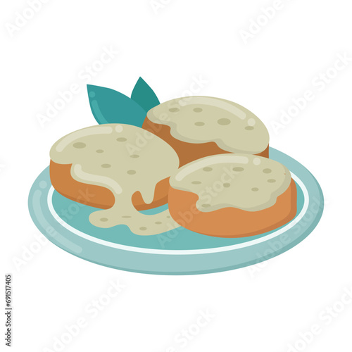 Biscuits and gravy icon clipart avatar logotype isolated vector illustration