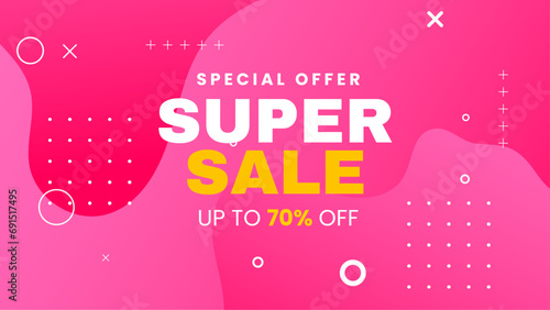 Pink white and yellow vector mega sale super promo background with discount. Vector super sale template design. Big sales special offer. End of season party background