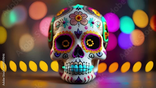 day of the dead skull using generative a.i photo