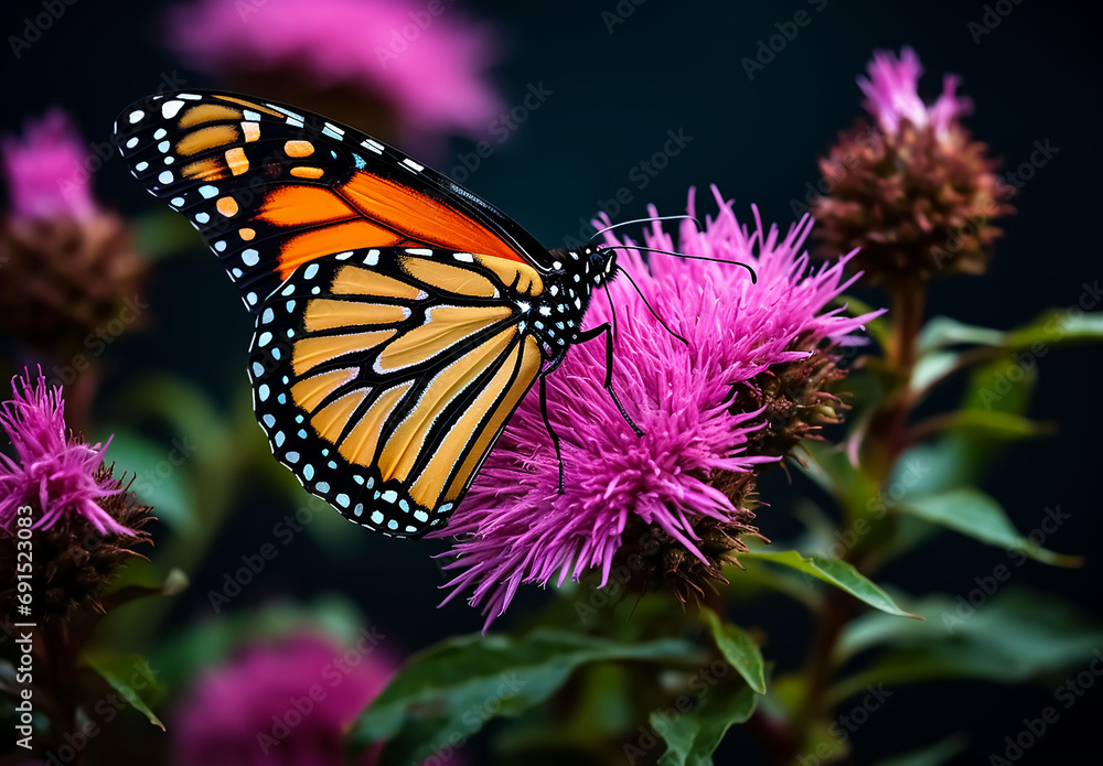 monarch butterfly on flower. monarch butterfly on flower.