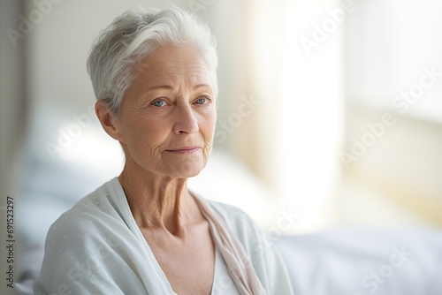 Closeup Portrait of Mature Woman in Hospital
