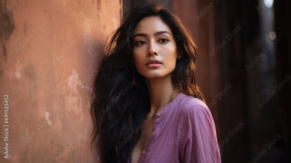 Young Asian woman in a city scene