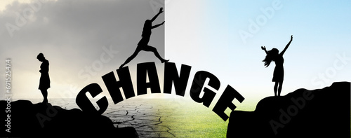 Wechsel von einer Klippe zur Anderen mit dem Wort CHANGE