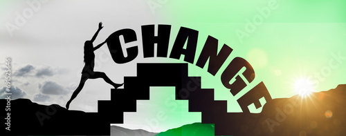 Wechsel von einer Klippe zur Anderen mit dem Wort CHANGE