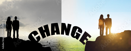 Wechsel von einer Klippe zur Anderen mit dem Wort CHANGE