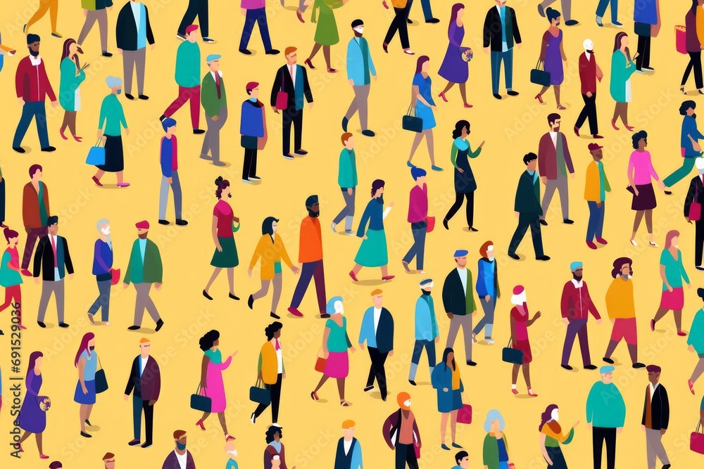 Flat Design Colorful People Pattern