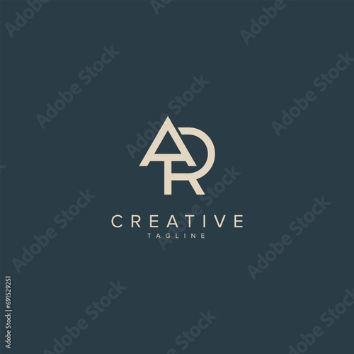 Alphabet AR RA letter modern monogram style logo vector element.