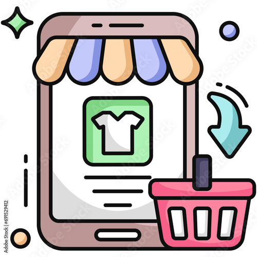 Modern design icon of mobile shopping app