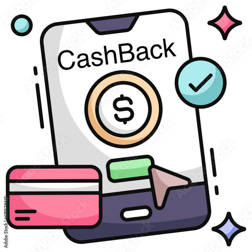Trendy design icon of mobile cashback  photo