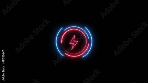 Glowing Neon charging icon illustration 4k 