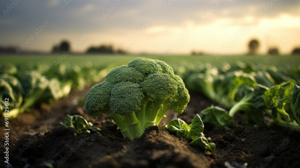 vegetables broccoli production and cultivation, green business, entrepreneurship harvest. - obrazy, fototapety, plakaty 