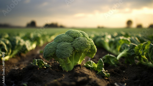 vegetables broccoli production and cultivation, green business, entrepreneurship harvest. photo