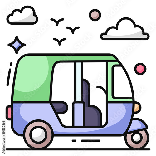 A unique design icon of rickshaw 