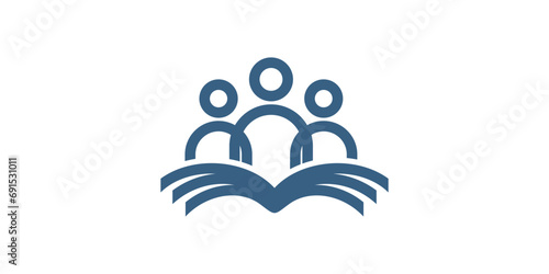 student community with book logo vector. Education logo template design concept, student progress and success in learning. photo