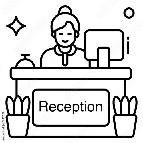 A flat design icon of receptionist 