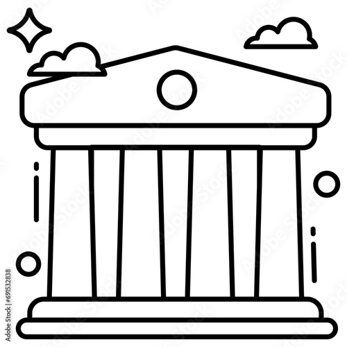 A flat design icon of library building