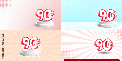 banner sale percentage bundle sale template ads number percentage 90%, red color, blue, orange, flashsale