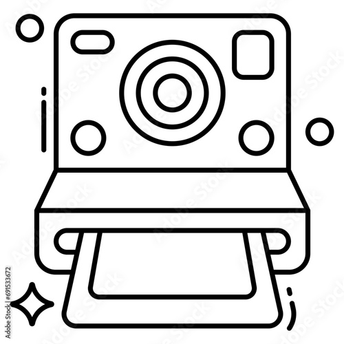 Vector design of instant camera, photographic equipment