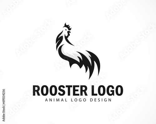 rooster logo design creative animal ,farm business black and white design vector