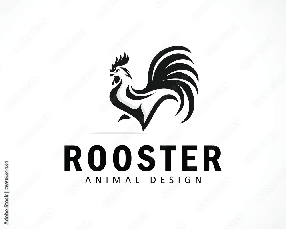 Obraz premium rooster logo design creative animal ,farm business black and white design vector