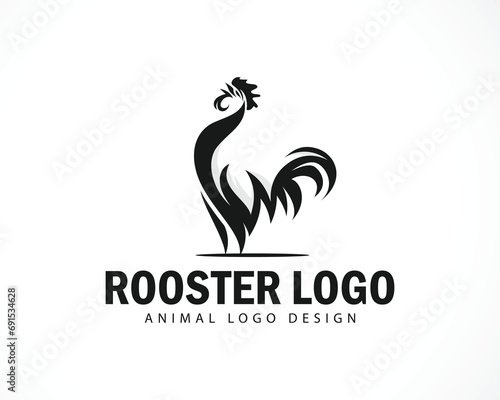 rooster logo design creative animal ,farm business black and white design vector