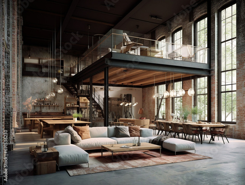 A vibrant conversion of old industrial warehouses into stylish and modern loft living spaces.