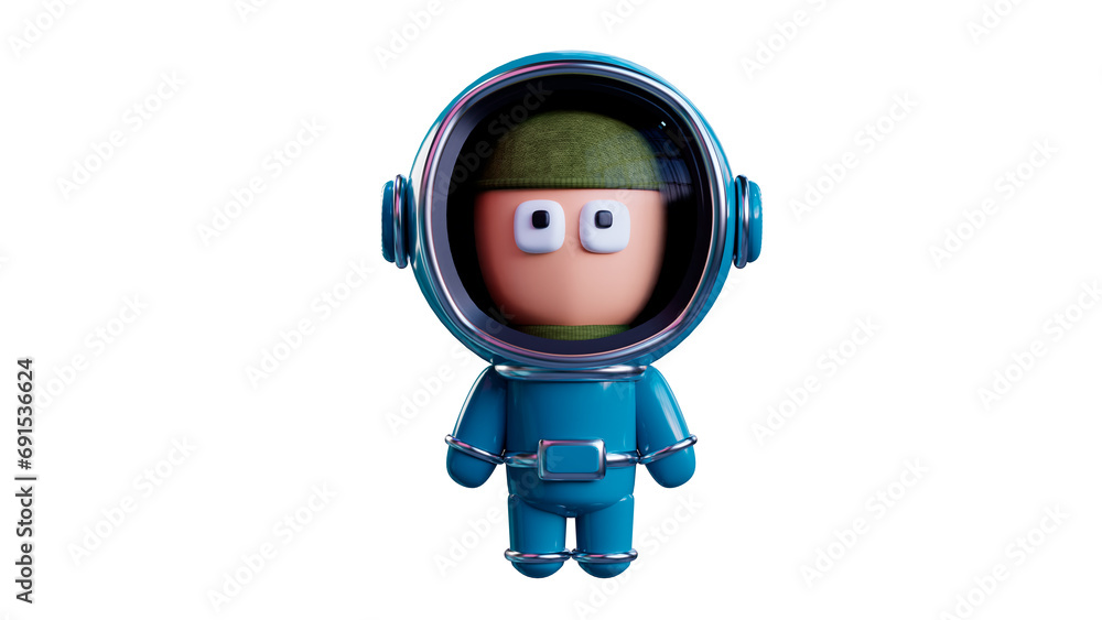 Space man in a blue space suit. 3d render. Space man in a blue space suit. 3d render.