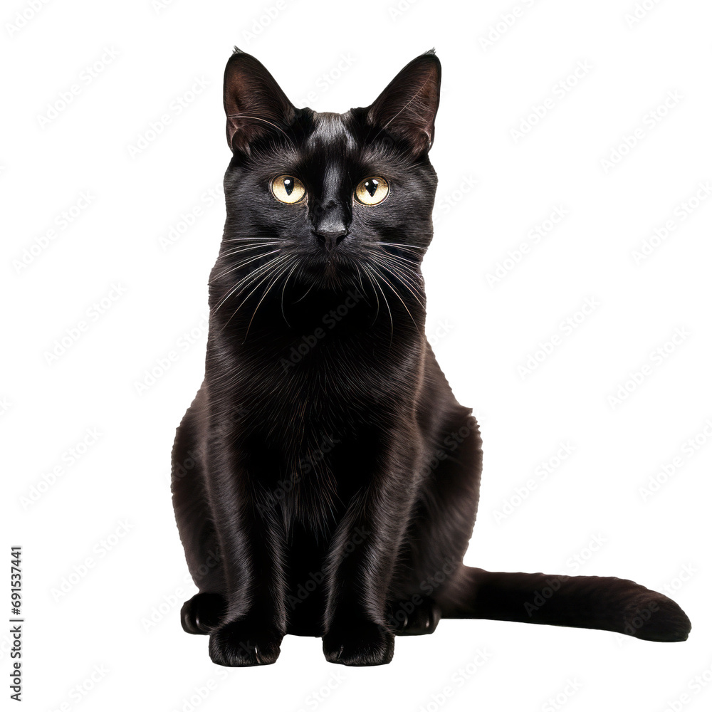 Black cat on transparent background
