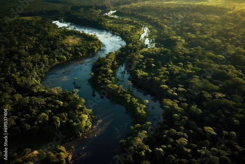 Aerial Perspective Of The Amazon Rainforests Photorealism