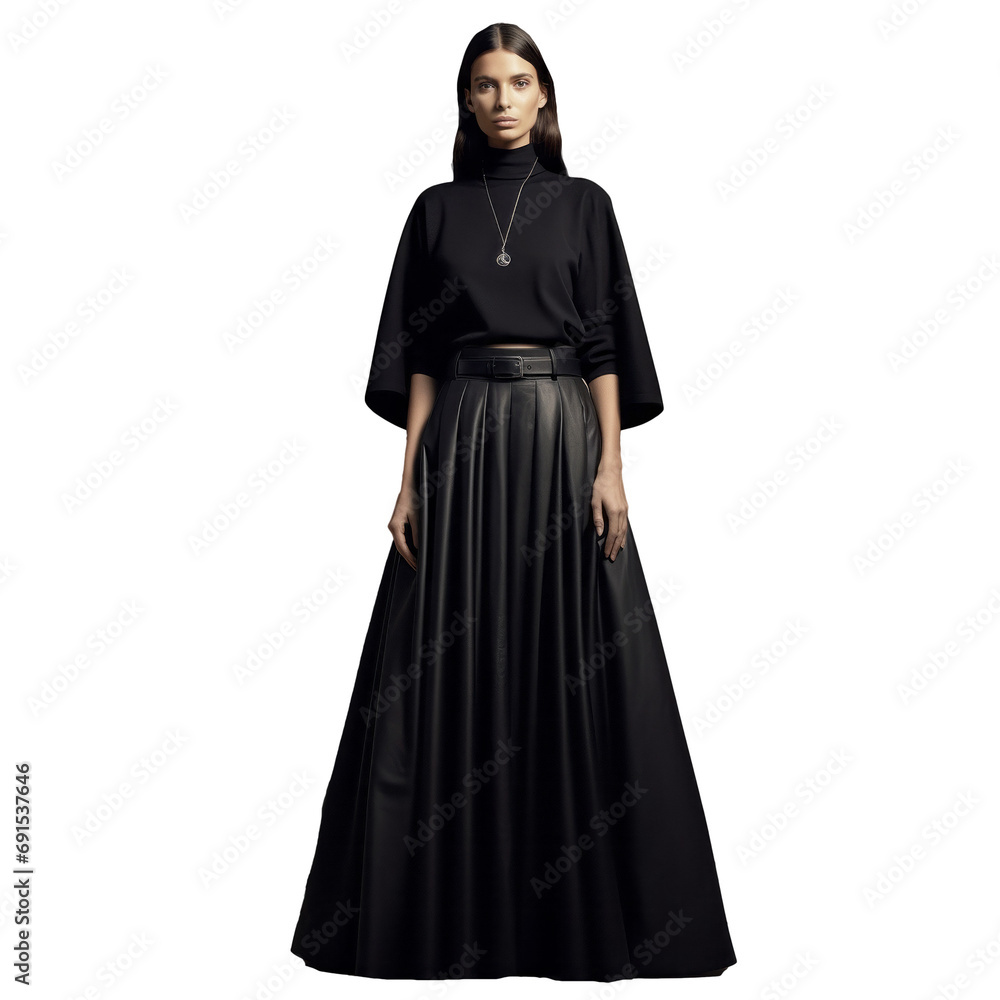 Model in stylish black look on transparent background Model in stylish black look on transparent background