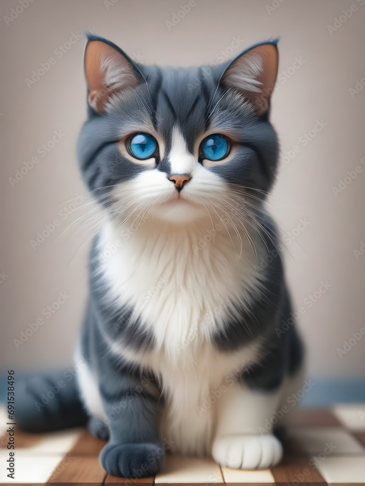 portrait of a cute cat with blue eyes.