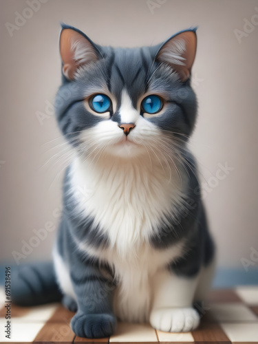 portrait of a cute cat with blue eyes.