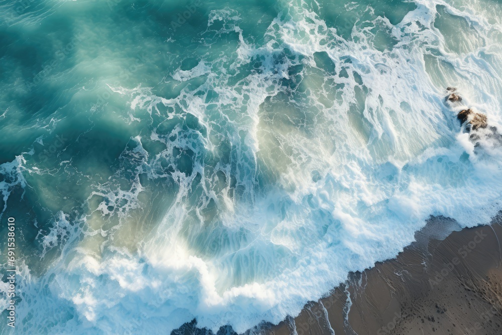 Obraz premium Large Body Of Water With Waves Captured From Above