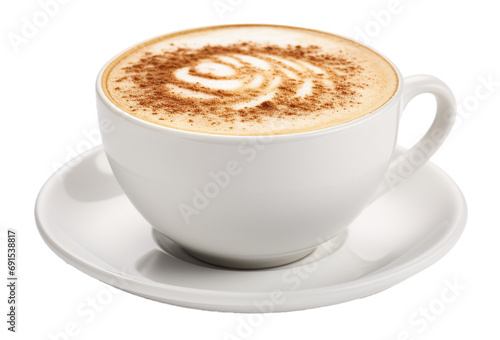 Cappuccino in cup isolated on transparent background, PNG photo