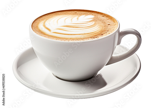 Cappuccino in cup isolated on transparent background, PNG