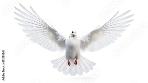 White Pigeon Isolated on the Minimalist Background. Peace  Divine  Love  Fertility Concept 