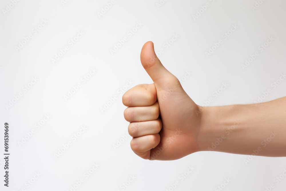 thumb up gesture on white background