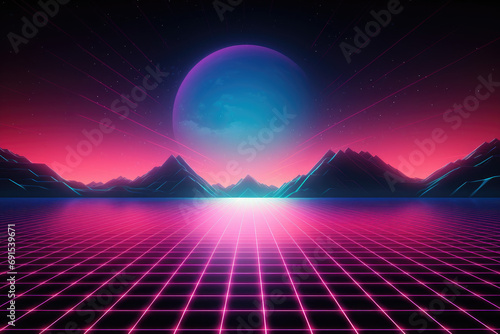 Retro futuristic Synthwave background photo